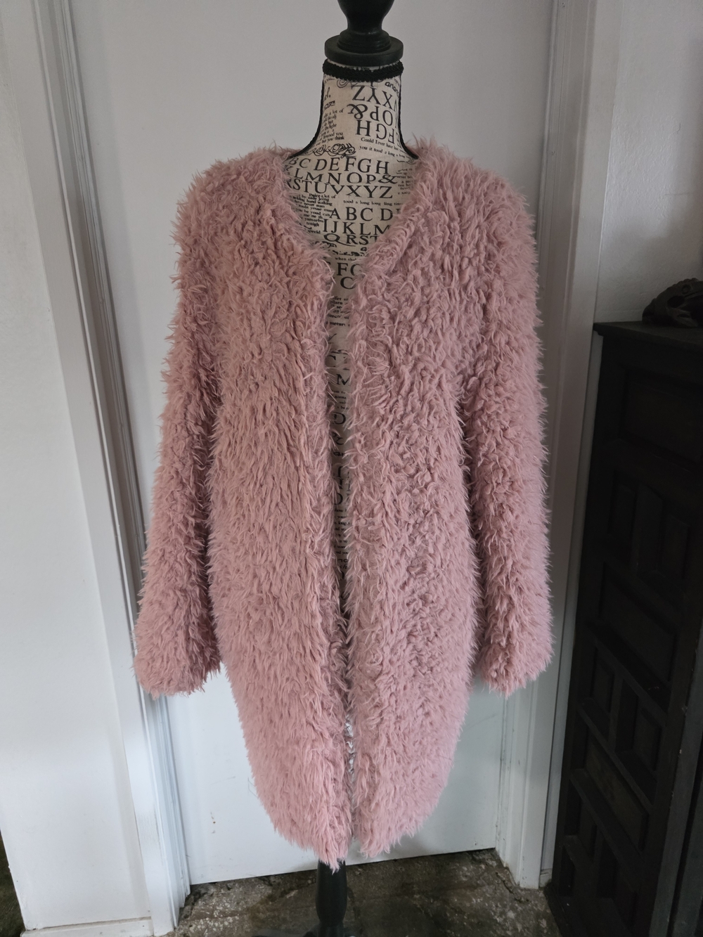 Rhapsody Dusty Rose Faux Fur Teddy Coatigan